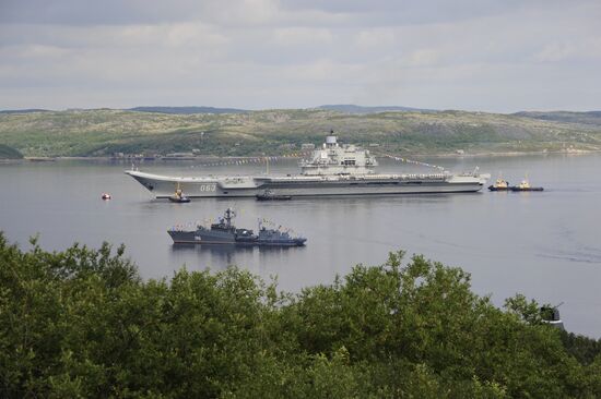 The Admiral Kuznetsov aircraft-carrying cruiser in Severomorsk