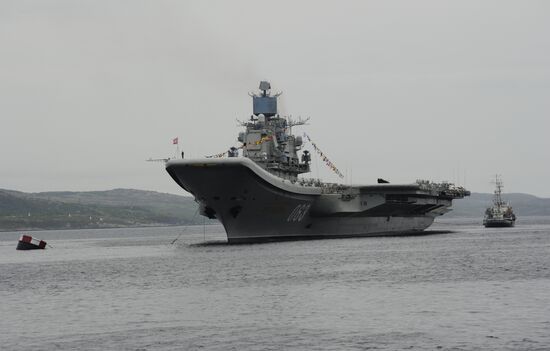 The Admiral Kuznetsov aircraft-carrying cruiser in Severomorsk