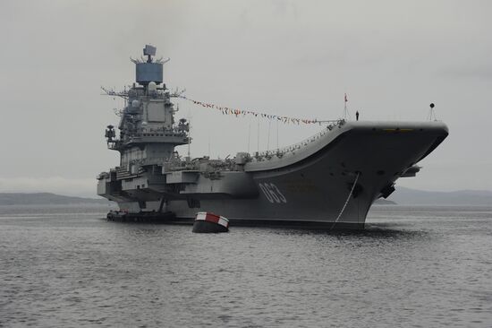 The Admiral Kuznetsov aircraft-carrying cruiser in Severomorsk