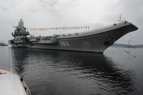 The Admiral Kuznetsov aircraft-carrying cruiser in Severomorsk