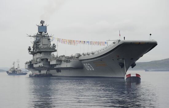 The Admiral Kuznetsov aircraft-carrying cruiser in Severomorsk