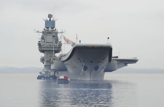 The Admiral Kuznetsov aircraft-carrying cruiser in Severomorsk