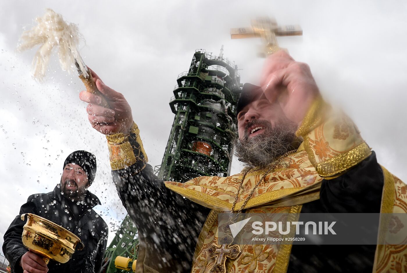 Blessing Soyuz-FG rocket with Soyuz-MS-02 spacecraft
