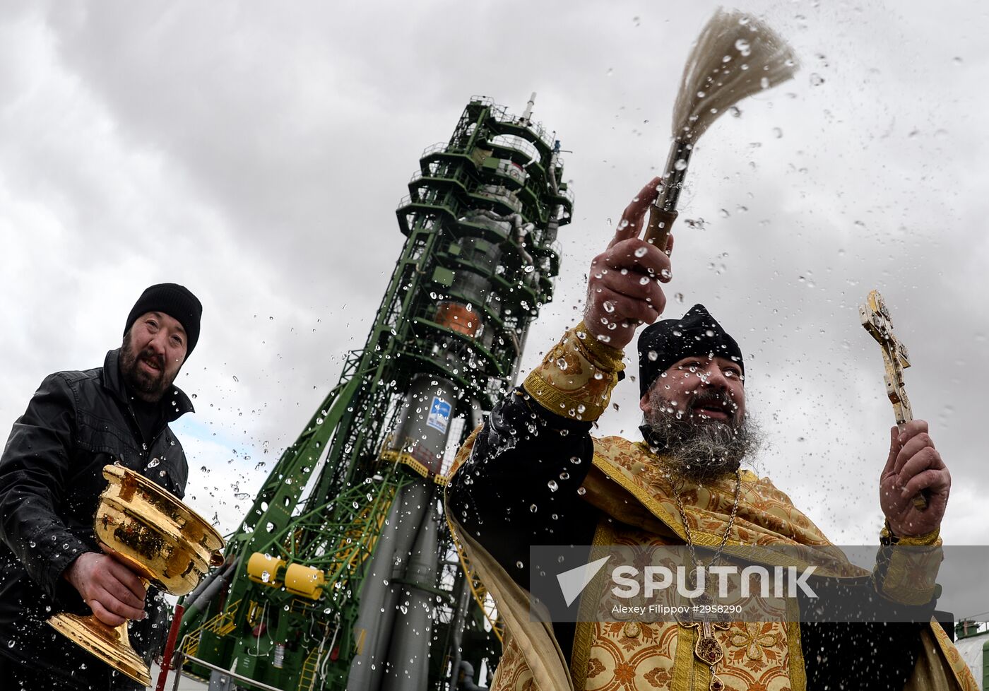 Blessing Soyuz-FG rocket with Soyuz-MS-02 spacecraft