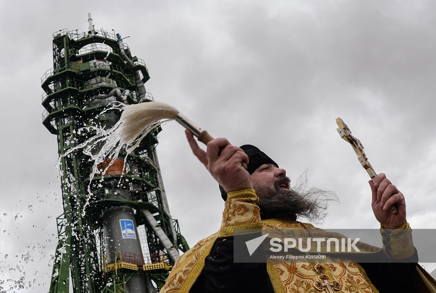 Blessing Soyuz-FG rocket with Soyuz-MS-02 spacecraft