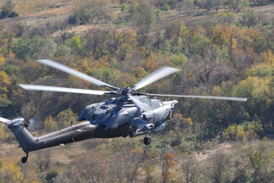Helicopter regiment drills in Krasnodar Territory
