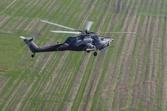 Helicopter regiment drills in Krasnodar Territory