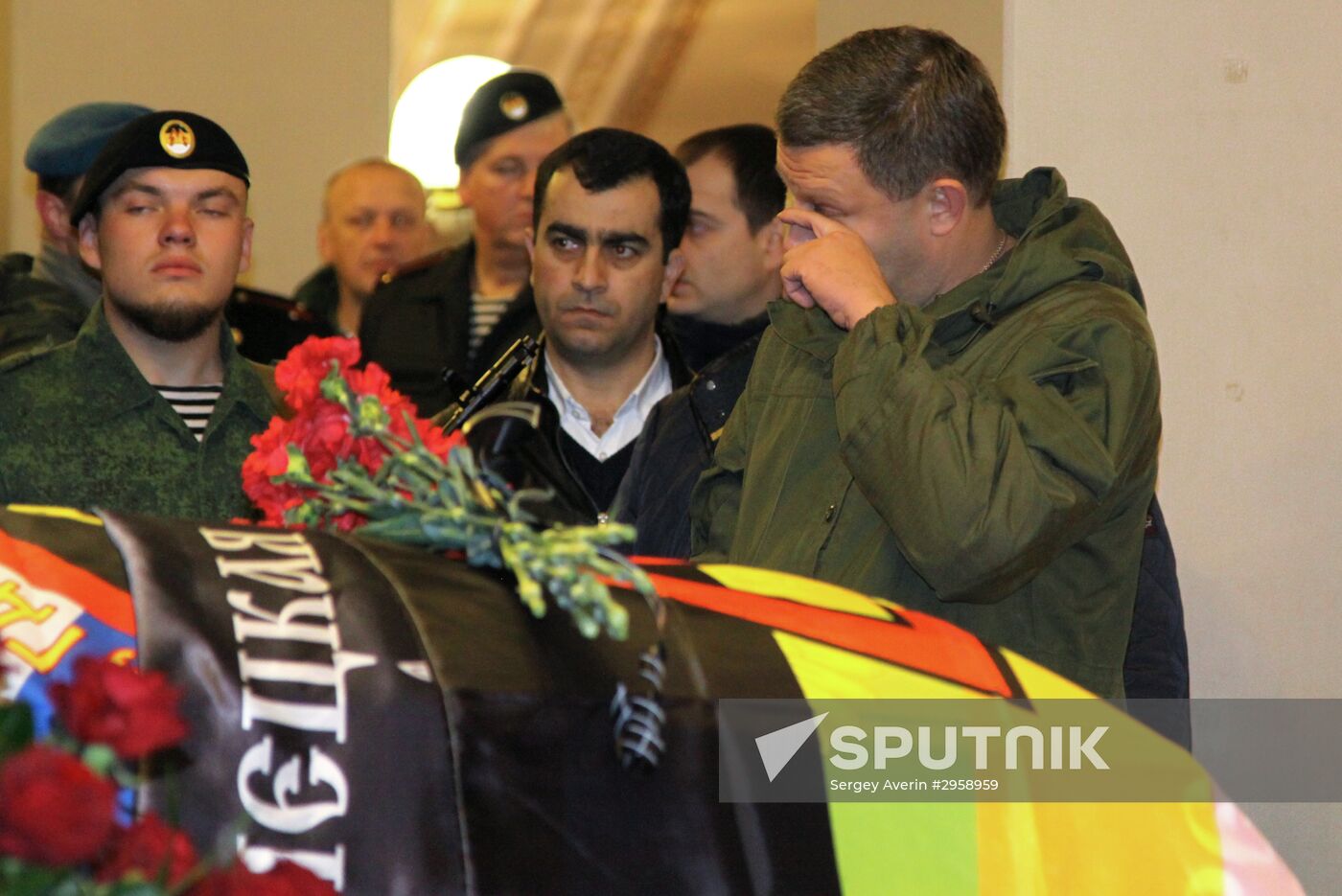 Paying last respects to DPR militia commander Arsen Pavlov (Motorola) in Donetsk