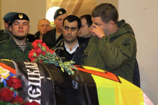 Paying last respects to DPR militia commander Arsen Pavlov (Motorola) in Donetsk