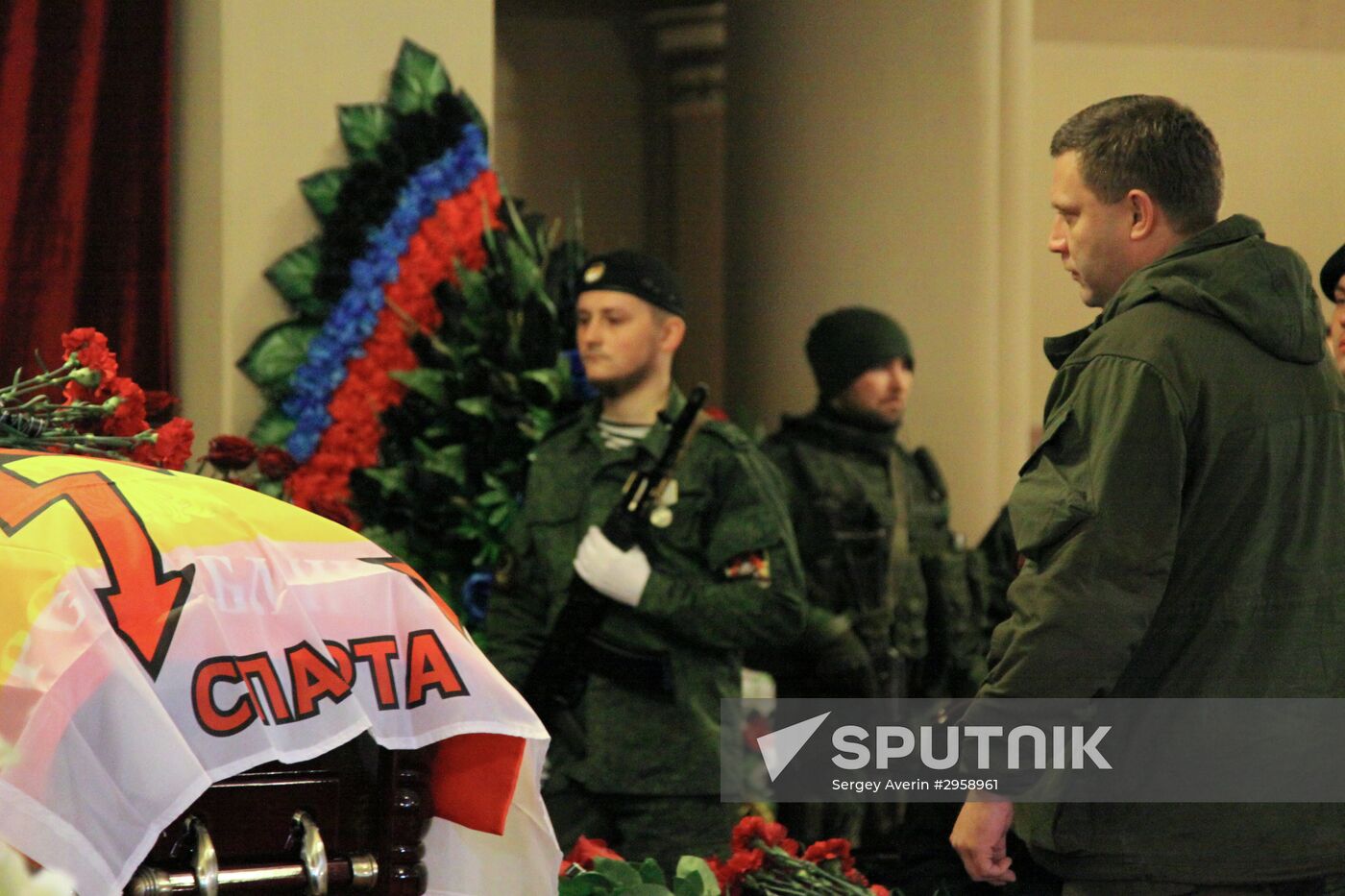 Paying last respects to DPR militia commander Arsen Pavlov (Motorola) in Donetsk