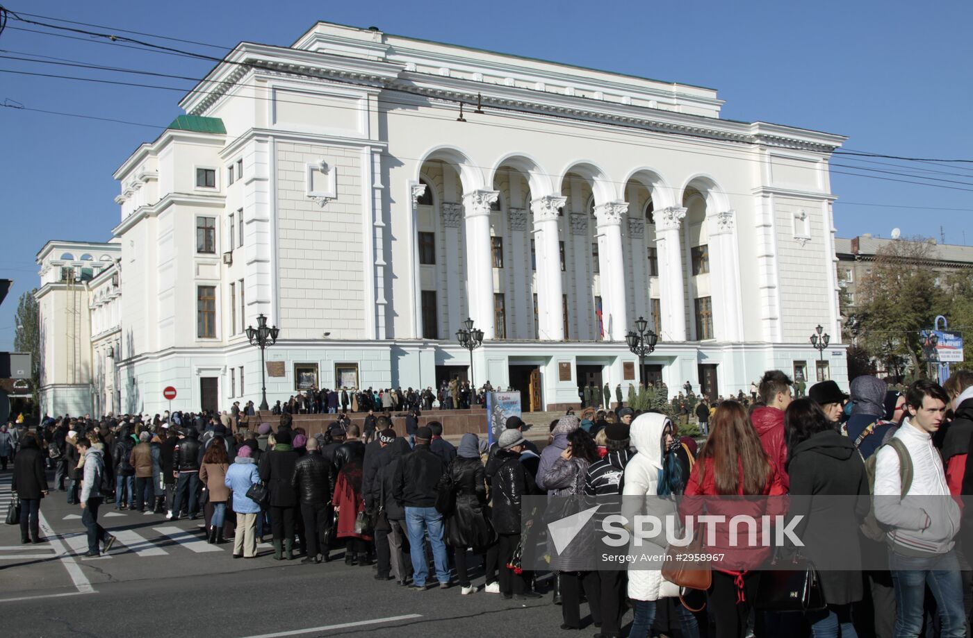 Paying last respects to DPR militia commander Arsen Pavlov (Motorola) in Donetsk