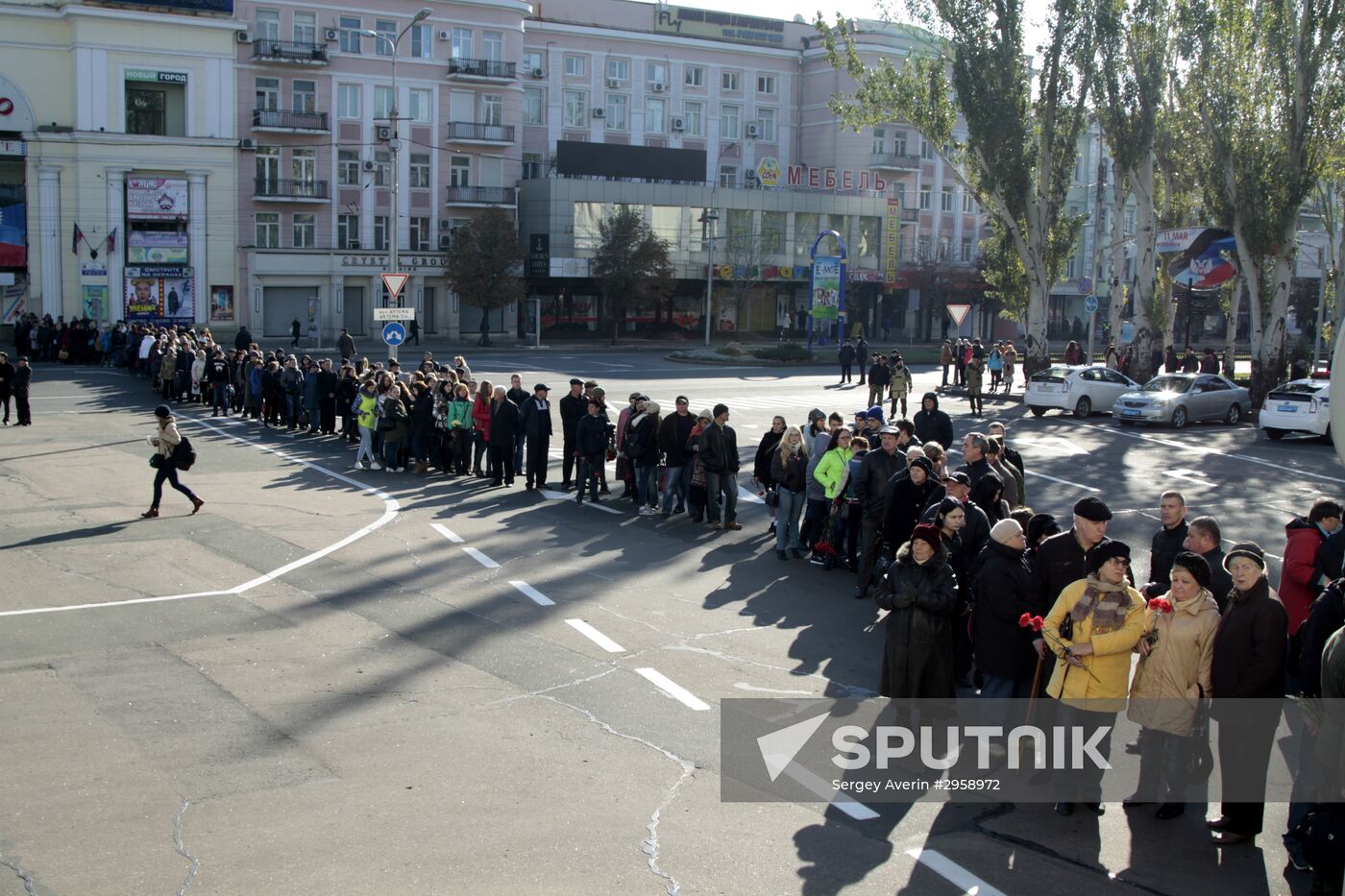 Paying last respects to DPR militia commander Arsen Pavlov (Motorola) in Donetsk