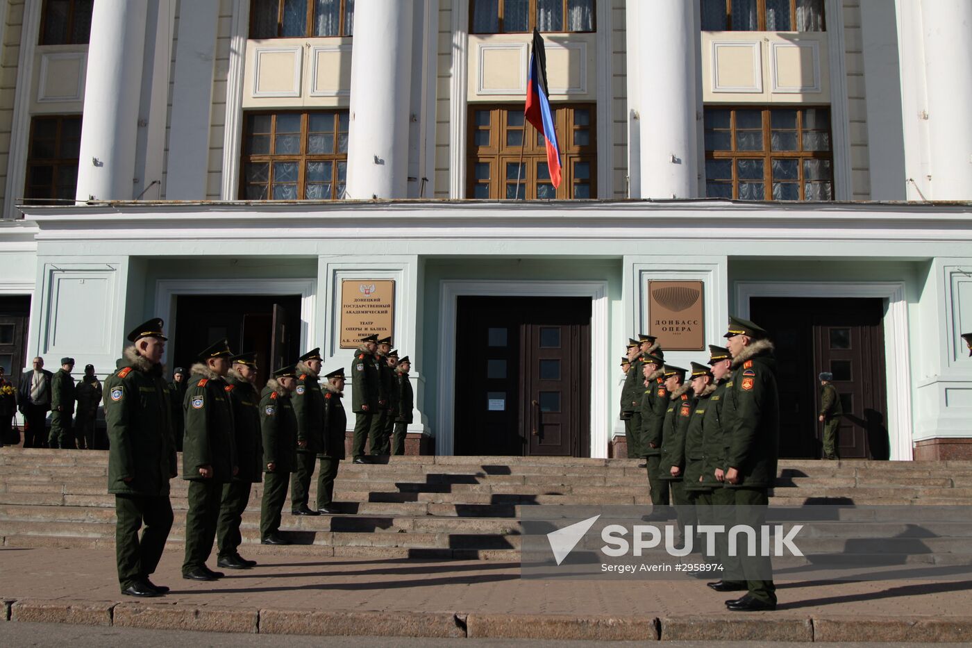 Paying last respects to DPR militia commander Arsen Pavlov (Motorola) in Donetsk