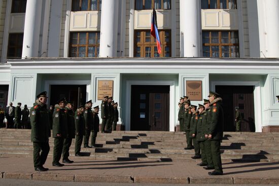 Paying last respects to DPR militia commander Arsen Pavlov (Motorola) in Donetsk