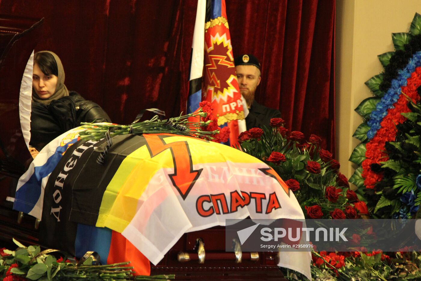 Paying last respects to DPR militia commander Arsen Pavlov (Motorola) in Donetsk