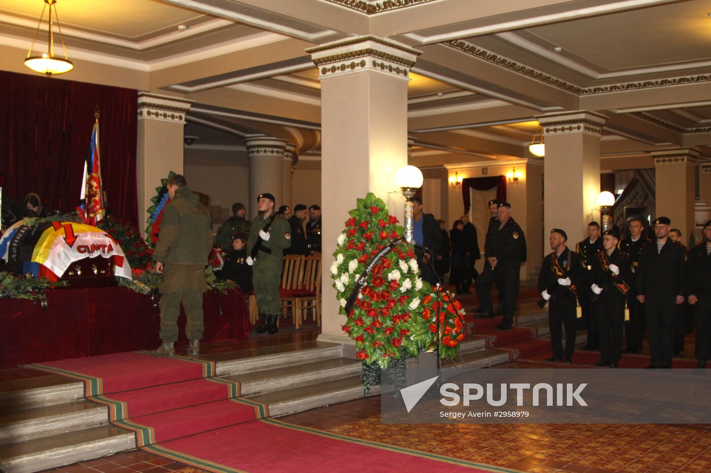 Paying last respects to DPR militia commander Arsen Pavlov (Motorola) in Donetsk