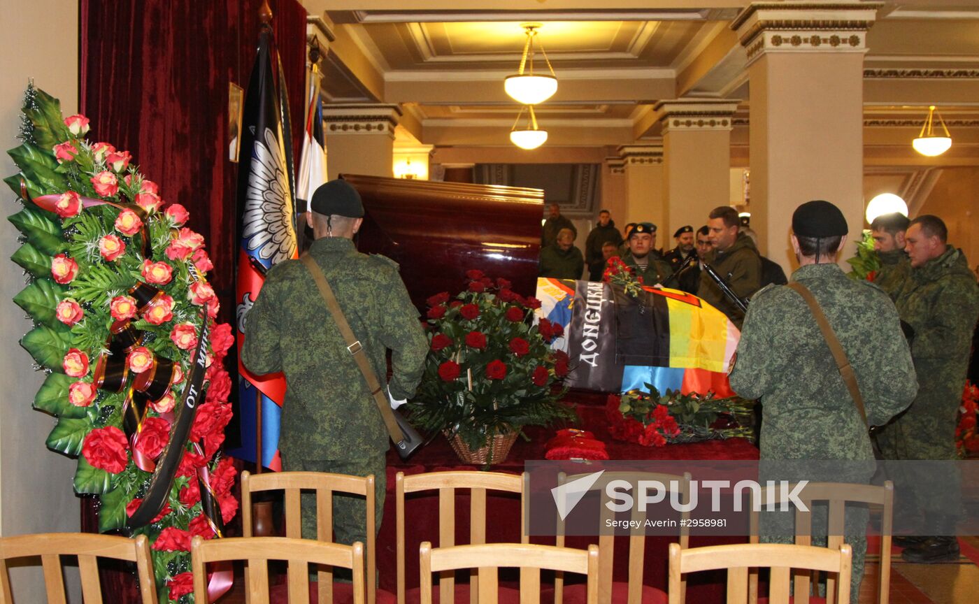 Paying last respects to DPR militia commander Arsen Pavlov (Motorola) in Donetsk