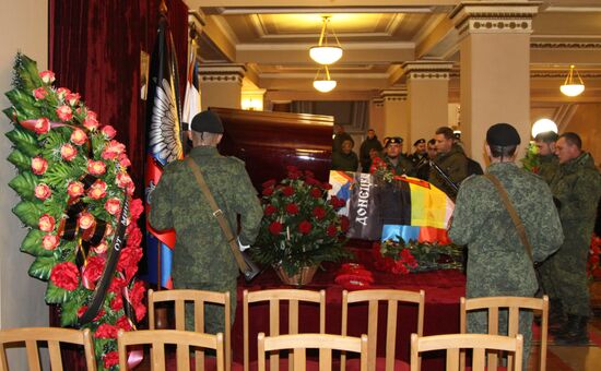 Paying last respects to DPR militia commander Arsen Pavlov (Motorola) in Donetsk