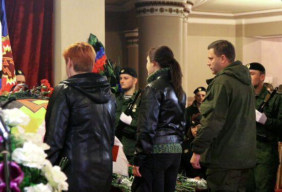 Paying last respects to DPR militia commander Arsen Pavlov (Motorola) in Donetsk