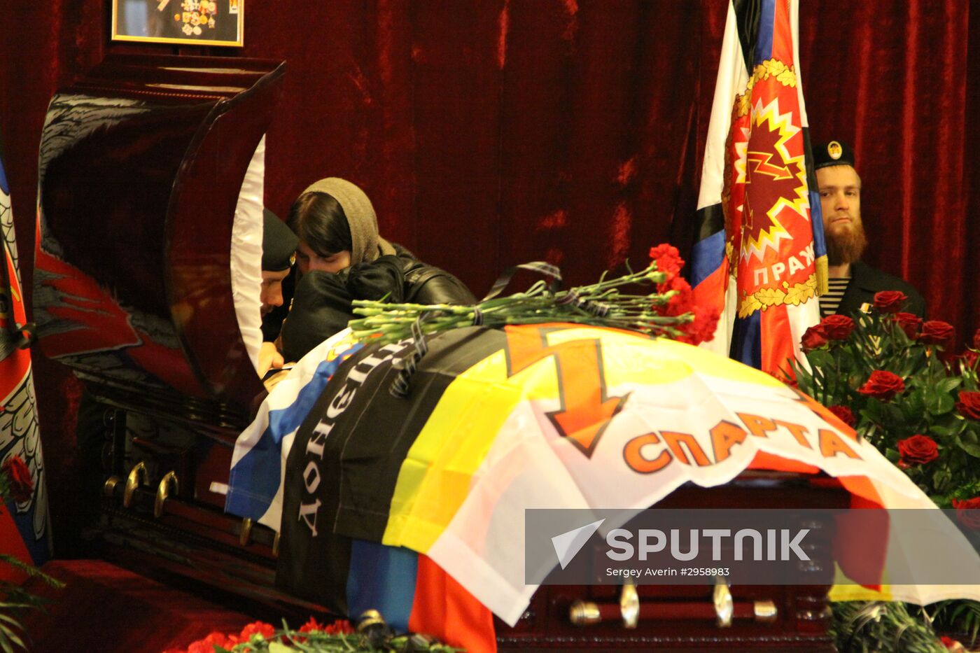 Paying last respects to DPR militia commander Arsen Pavlov (Motorola) in Donetsk