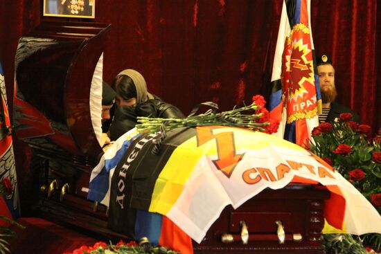 Paying last respects to DPR militia commander Arsen Pavlov (Motorola) in Donetsk