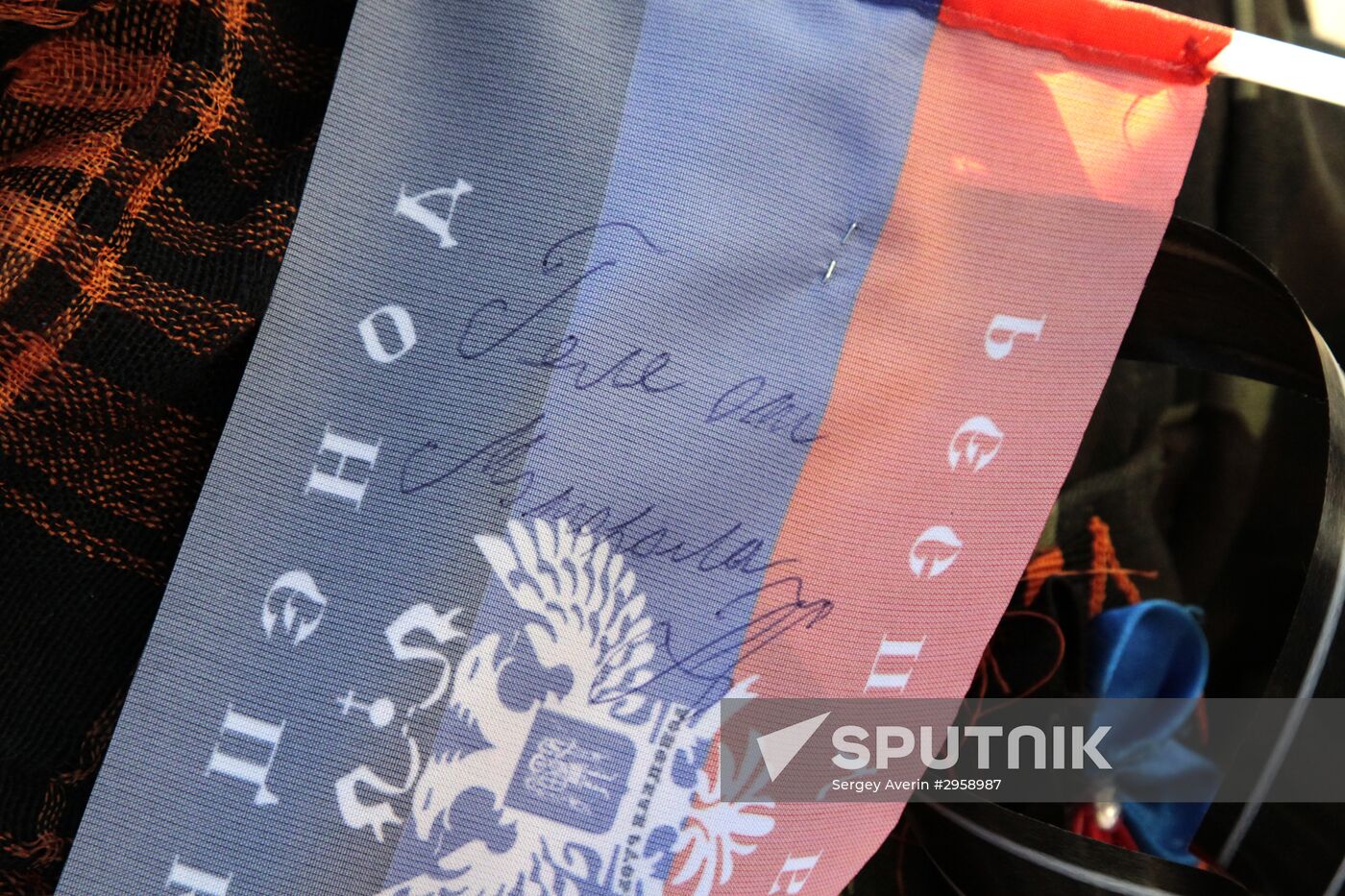 Paying last respects to DPR militia commander Arsen Pavlov (Motorola) in Donetsk