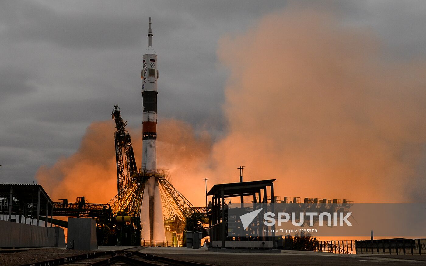 Launch of Soyuz MS-02 manned spacecraft from Soyuz-FG launch vehicle