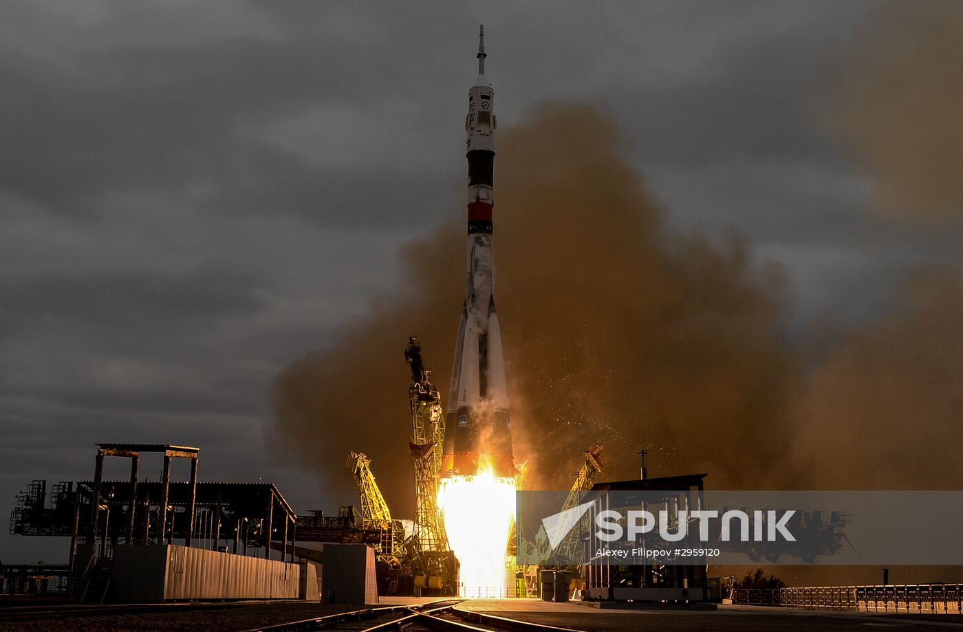 Launch of Soyuz MS-02 manned spacecraft from Soyuz-FG launch vehicle