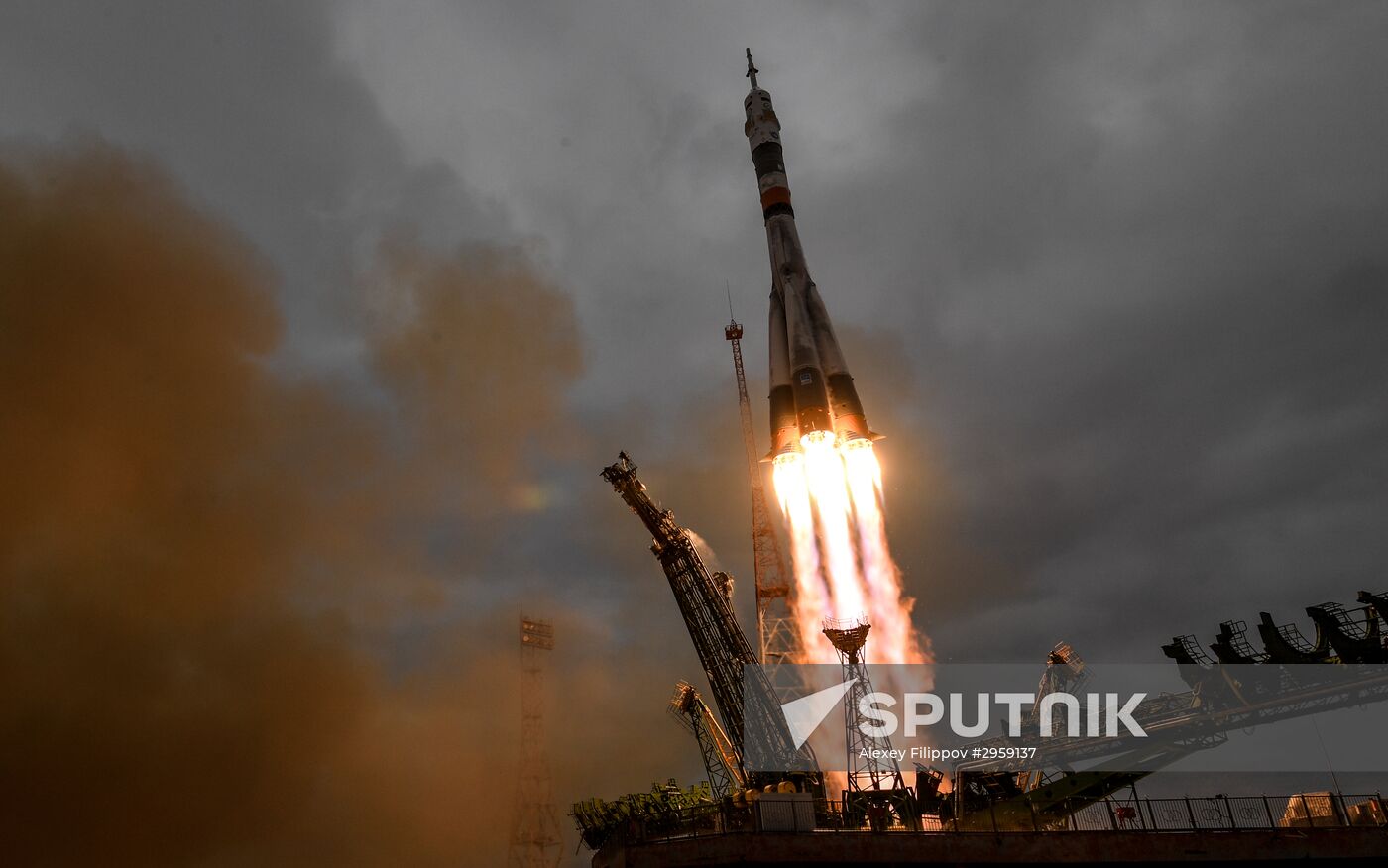 Launch of Soyuz MS-02 manned spacecraft from Soyuz-FG launch vehicle