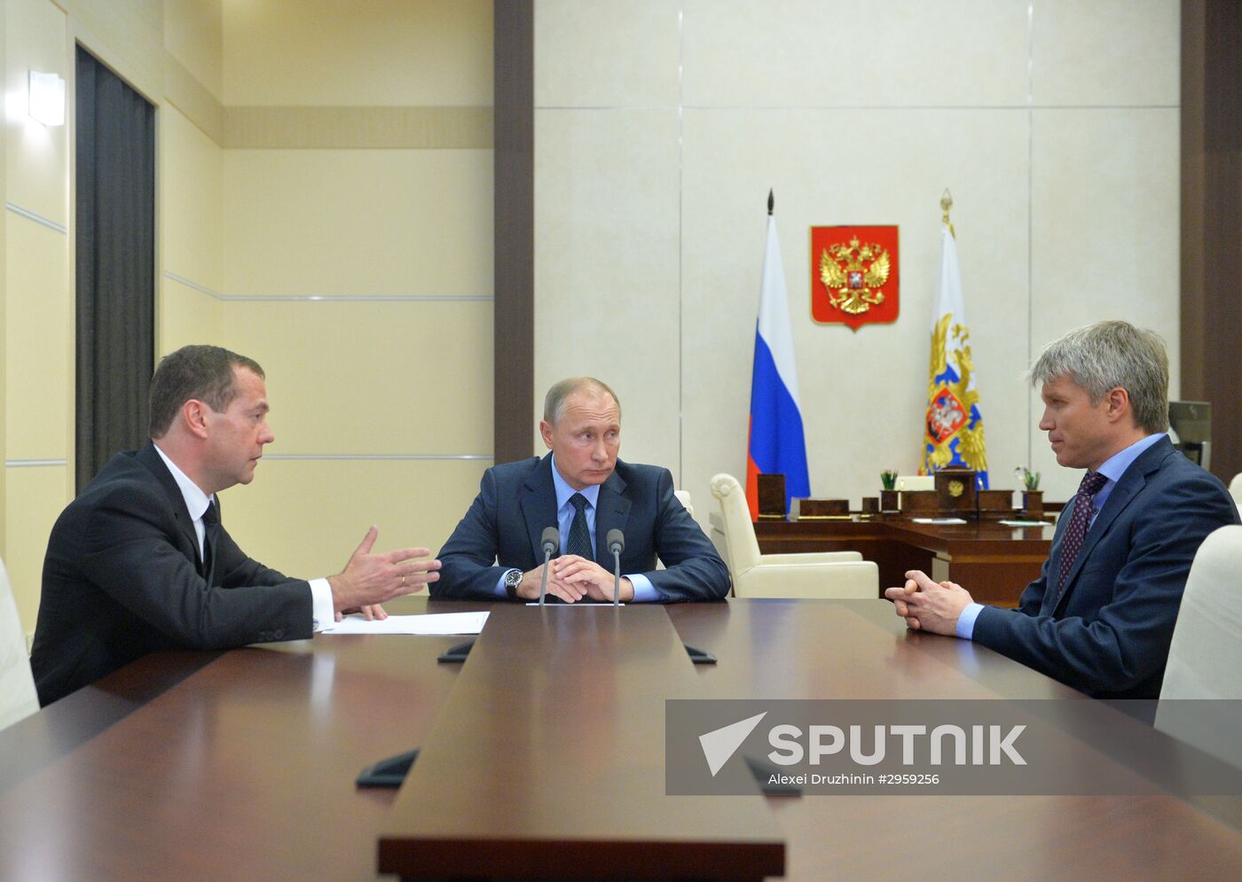 President Vladimir Putin's meeting with Prime Minister Dmitry Medvedev and Deputy Sports Minister Pavel Kolobkov