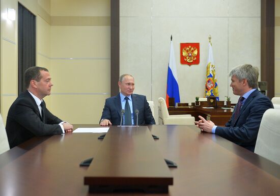 President Vladimir Putin's meeting with Prime Minister Dmitry Medvedev and Deputy Sports Minister Pavel Kolobkov