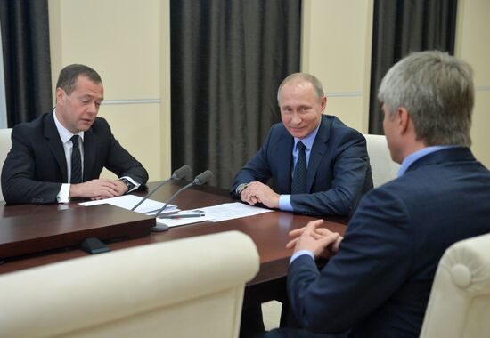 President Vladimir Putin's meeting with Prime Minister Dmitry Medvedev and Deputy Sports Minister Pavel Kolobkov