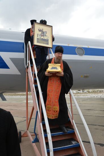 Military aircraft carrying the Icon of St.George passed over the Chelyabinsk region