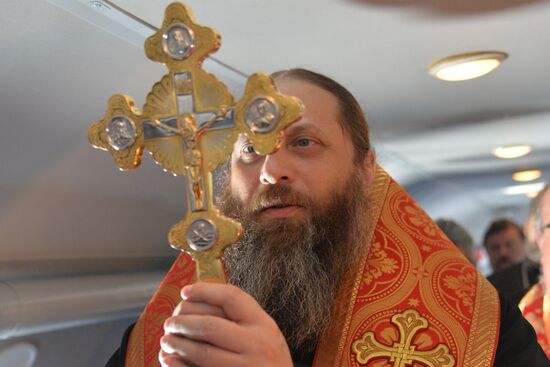 Military aircraft carrying the Icon of St.George passed over the Chelyabinsk region