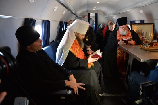 Military aircraft carrying the Icon of St.George passed over the Chelyabinsk region