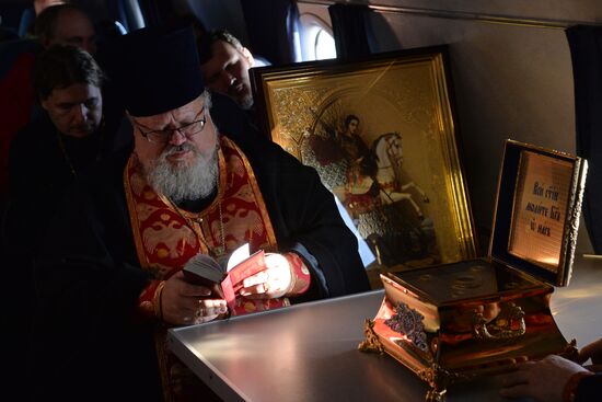 Military aircraft carrying the Icon of St.George passed over the Chelyabinsk region