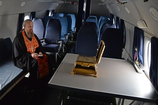 Military aircraft carrying the Icon of St.George passed over the Chelyabinsk region