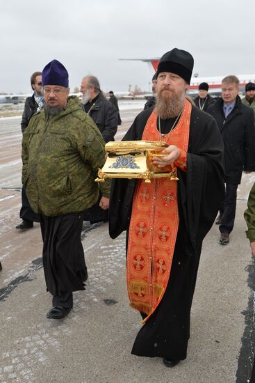 Military aircraft carrying the Icon of St.George passed over the Chelyabinsk region
