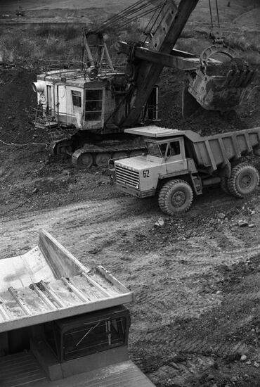Open pit coal mining in Sakhalin