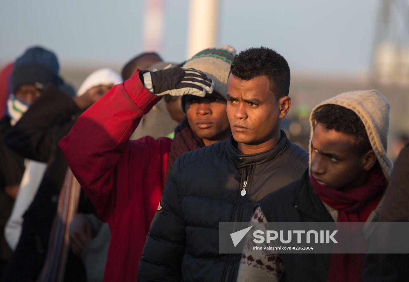 Relocation continues at Jungle spontaneous refugee camp in Calais, France