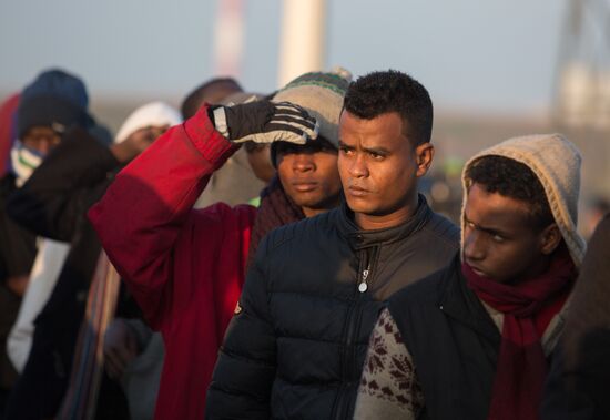 Relocation continues at Jungle spontaneous refugee camp in Calais, France