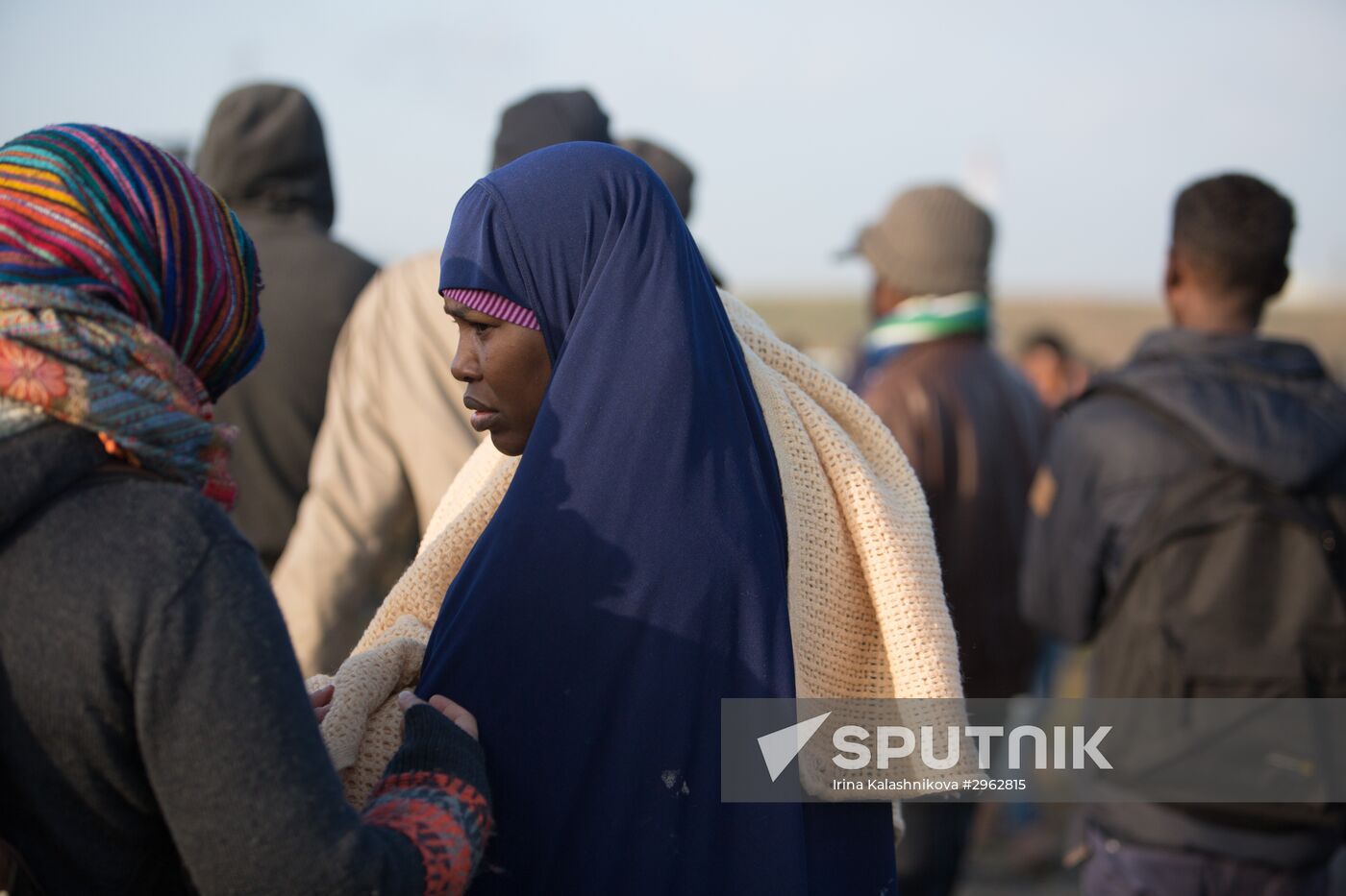 Relocation continues at Jungle spontaneous refugee camp in Calais, France