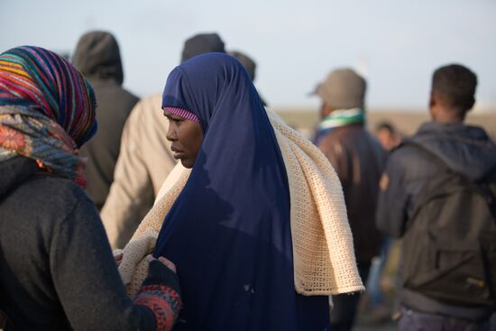 Relocation continues at Jungle spontaneous refugee camp in Calais, France