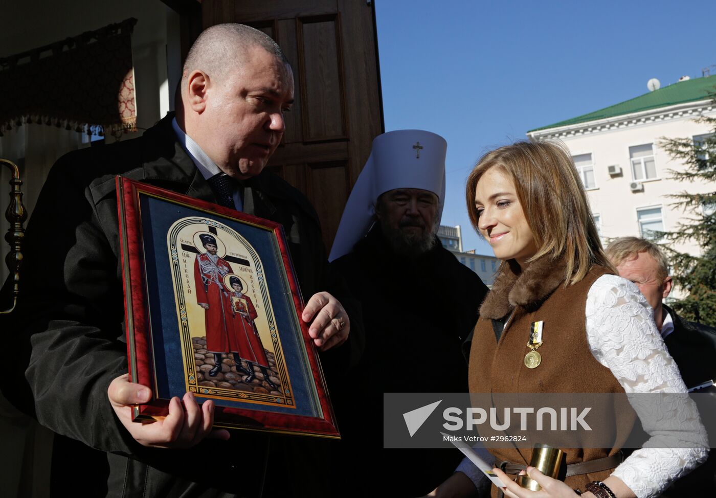 State Duma member Natalya Poklonskaya at opening of chapel at Crimean Prosecutor's Office