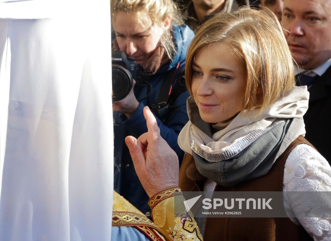 State Duma member Natalya Poklonskaya at opening of chapel at Crimean Prosecutor's Office