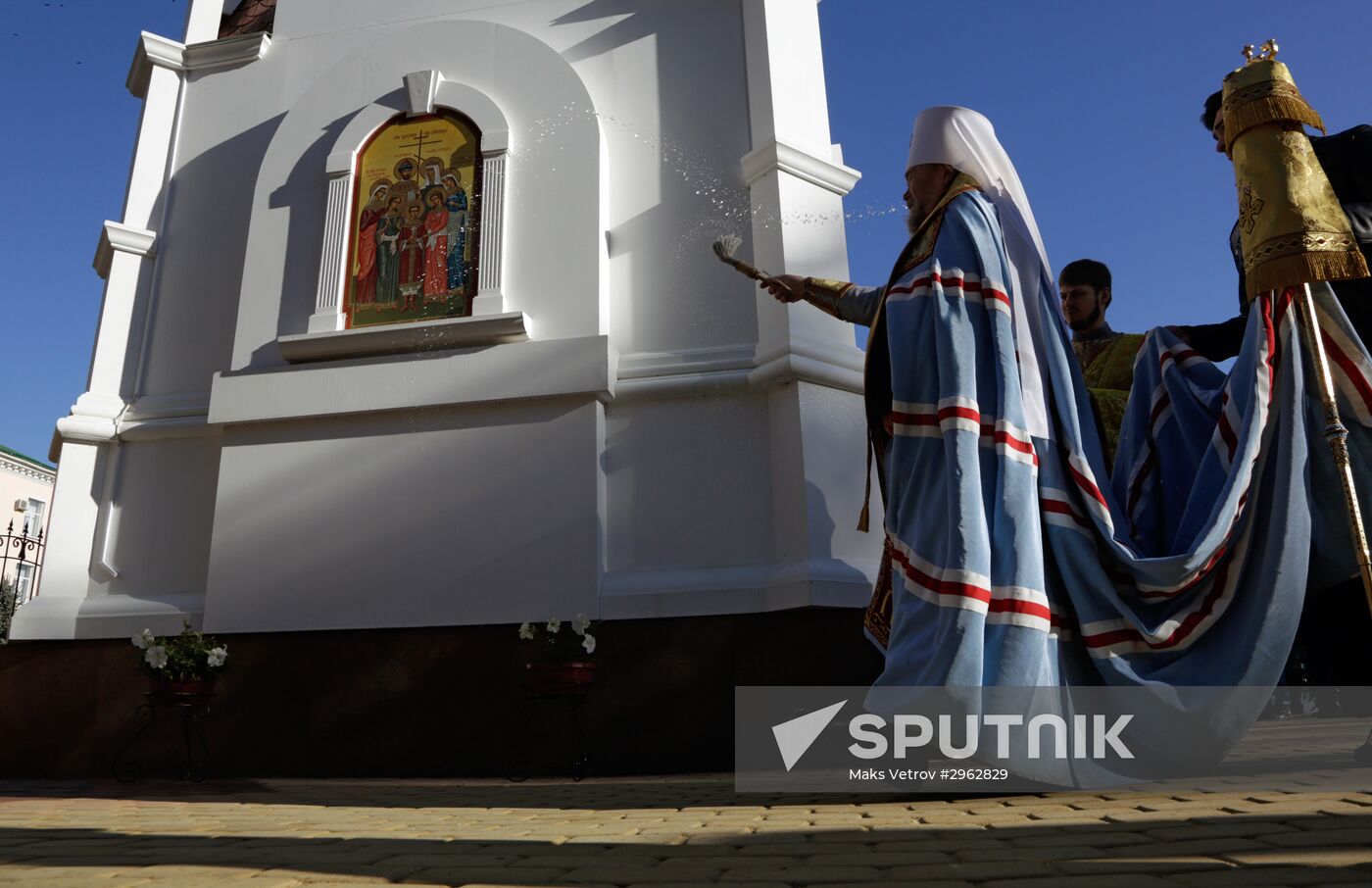 State Duma member Natalya Poklonskaya at opening of chapel at Crimean Prosecutor's Office