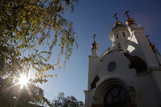 State Duma member Natalya Poklonskaya at opening of chapel at Crimean Prosecutor's Office