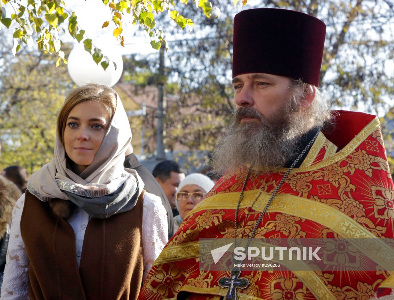 State Duma member Natalya Poklonskaya at opening of chapel at Crimean Prosecutor's Office