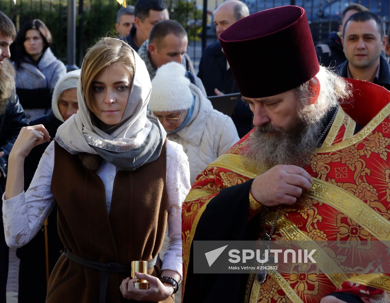 State Duma member Natalya Poklonskaya at opening of chapel at Crimean Prosecutor's Office