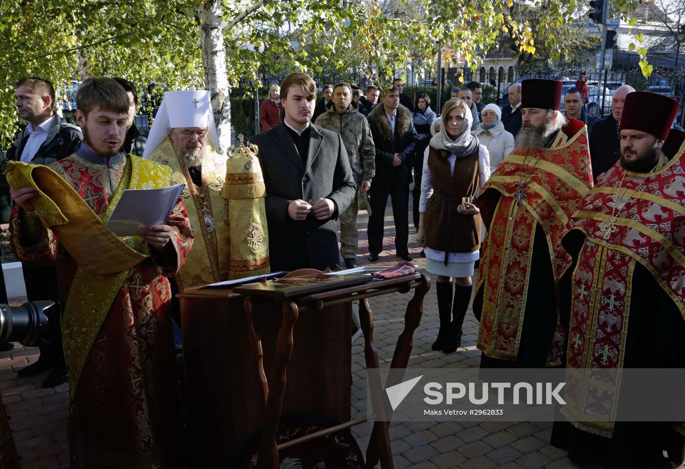 State Duma member Natalya Poklonskaya at opening of chapel at Crimean Prosecutor's Office